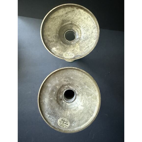 Vintage Brass Candlestick Holders Set (2) MCM Holiday Centerpiece Cottagecore - Picture 8 of 11